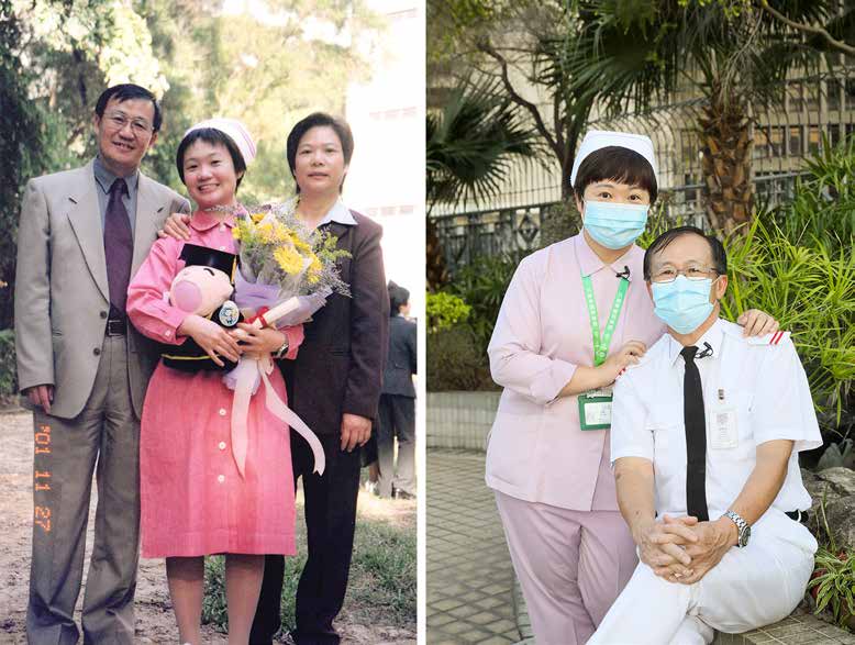 譚婉儀說因當初父母都是護士，常常不在家，使她發誓不做護士，誰知她一直任職護士至今。